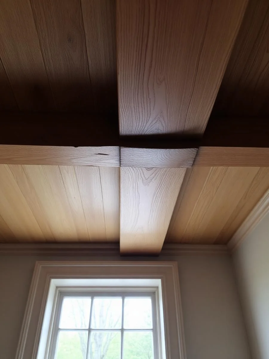 Restored oak ceiling beams in a Georgian Dublin townhouse